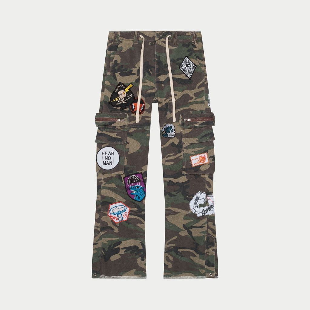 Patchwork Flared Cargo Pants